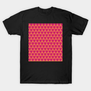 Seamless geometriccall pattern in pink and orange T-Shirt